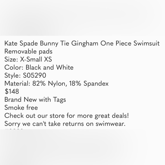 Kate Spade Women's Swim Kate Spade New York Bunny Gingham One Piece Swimsuit - Picture 5 of 5